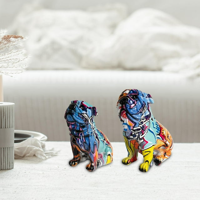 Estatua de perro, figurita de perro de resina, escultura coleccionable artesanal para estantería de oficina, decoración de armario de escritorio pintada Fernando Estatua sentada