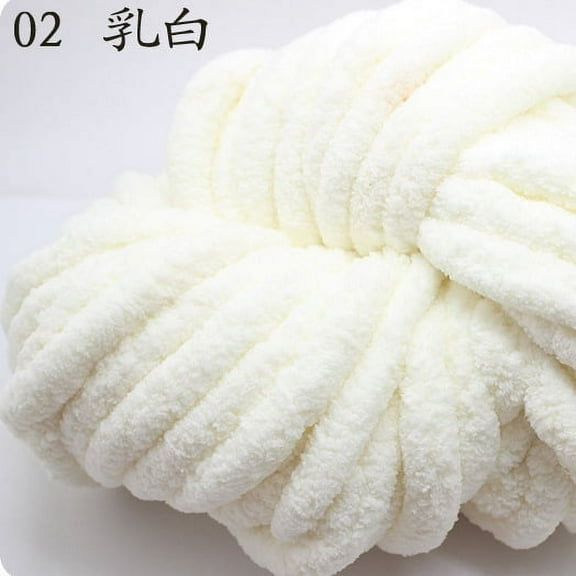 Namzi 250g Chenille Yarn Chunky Blanket Yarn, Soft Wool Crochet Yarn for Crafts, Extra Thick for Blankets Beginners,Milky White