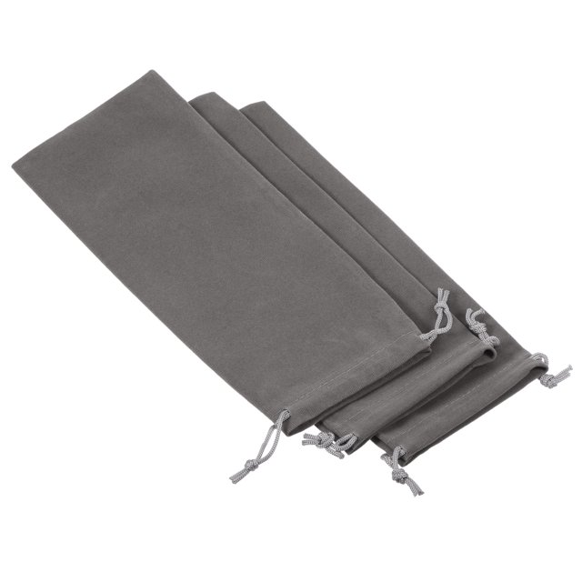 Unique Bargains 25x10cm Microfiber Pouch, 3Pcs Soft Storage Drawstring Gift Bag, Gray