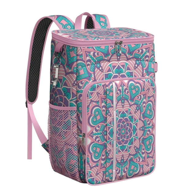 Sacred Symbolic Mandala Insulated Cooler Bag - 20L Soft Cooler Backpack with Multiple Pockets for Organization & Convenience