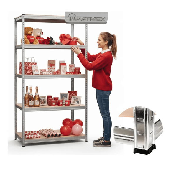 ESTANTE METALICO ORGANIZADOR DE 5 NIVELES 180x40x90 cm 5 Estantes Ajustables Xtellar plateado