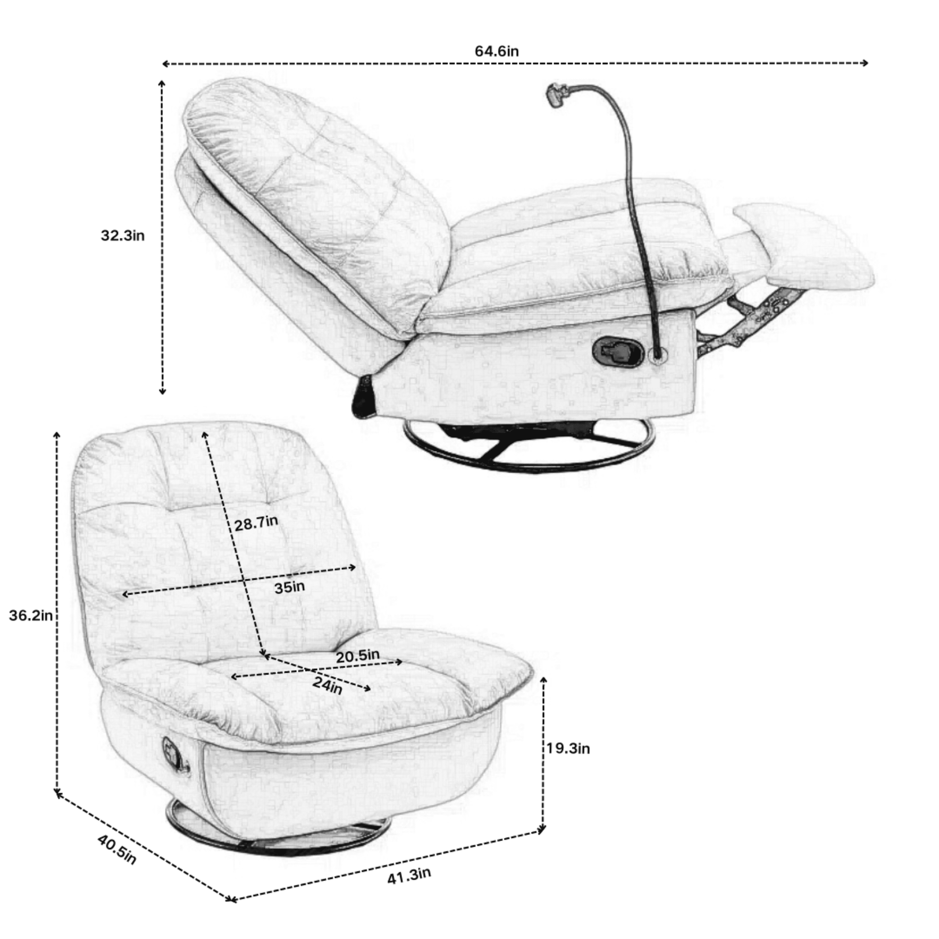 Aukfa Swivel Gliding Recliner Chair, Rocking Chair Lazy Chair W/ Mobile Phone Holder,Velvet,Light Brown