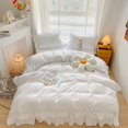 thumbnail image 4 of Falda de cama con volantes de encaje hecha a mano, pequeña y sencilla, juego de cama de cuatro piezas, 4 of 6