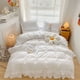 thumbnail image 4 of Falda de cama con volantes de encaje hecha a mano, pequeña y sencilla, juego de cama de cuatro piezas, 4 of 6
