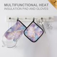thumbnail image 4 of Yayeee Oven Mitts and Pot Holder Set of 4 Heat Resistant Kitchen Gloves Baking Hot Pad, Purple Marble Pattern, 4 of 5