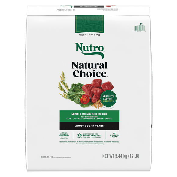 Nourriture sèche pour chiens adultes Nutro Natural Choice Recette avec agneau et riz brun