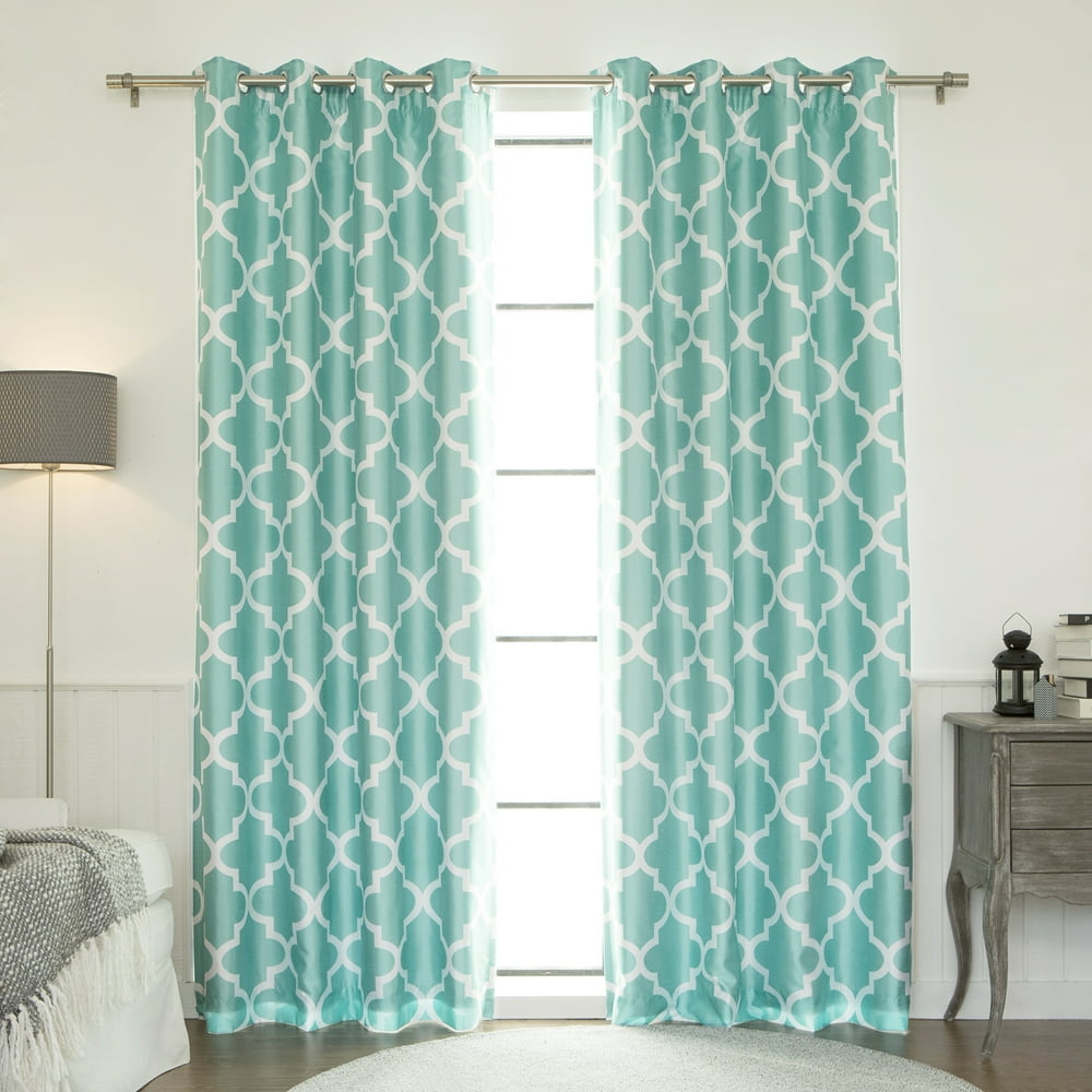 Quality Home Faux Silk Moroccan Blackout Curtain Skyblue 52"W x 84