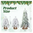 thumbnail image 2 of 3 Pcs Snow Christmas Trees,2 Size Snow Flocked Mini Pine Trees with Wooden Base,Artificial Desk Christmas Trees for Xmas Holiday Home Party Table Decorations, 2 of 7