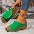 thumbnail image 5 of HomeDM Women's Wedge Platform Sandals Open Peep Toe Slip-On Casual Summer Beach Vacations Slide Sandals, Green Size 9.5, 5 of 9