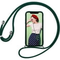 thumbnail image 2 of Crossbody Case for iPhone 7 Plus/iPhone 8 Plus with Camera Cover, Silicone Card Holder Phone Cover with Adjustable Necklace Strap Cord Lanyard Shockproof Protective Case - Dark Green, 2 of 14
