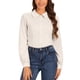 thumbnail image 1 of BLUSA DE MUJER INSPIRE CHIC Botón Abajo Leotardo Cuello Peter Pan Manga Larga Tops de Negocios M Beige, 1 of 5