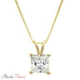 thumbnail image 6 of 2 ct Brilliant Princess Cut Solitaire Synthetic White Sapphire 14k Yellow Gold Pendant with 16" Chain, 6 of 6