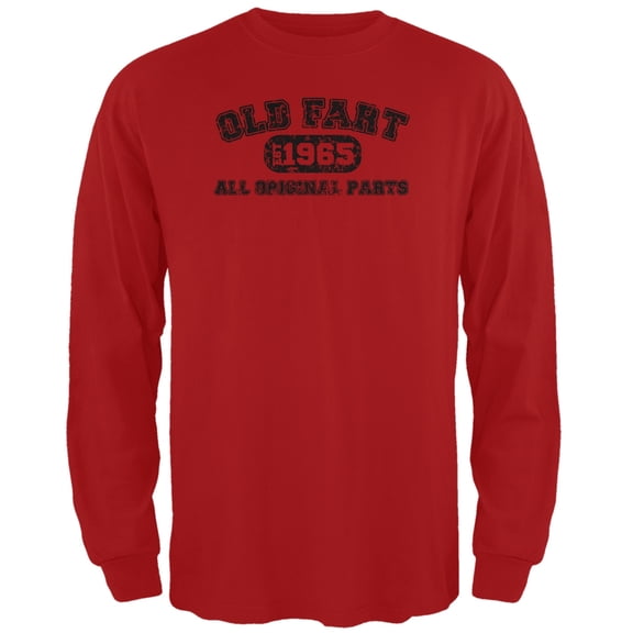 Old Fart Original Parts 1965 Funny Red Adult Long Sleeve T-Shirt - Small