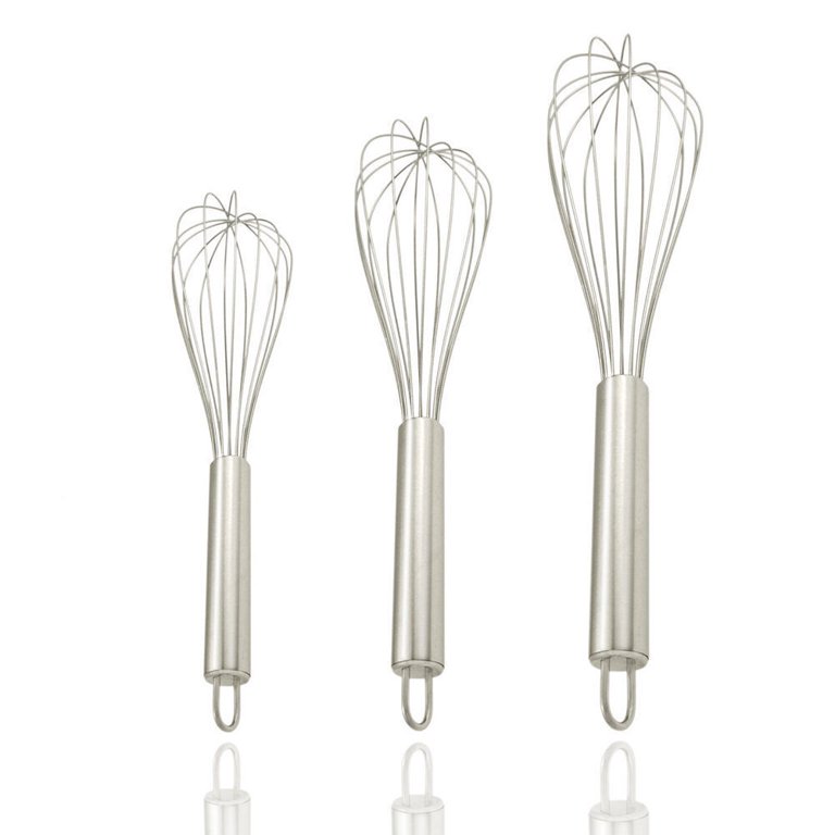 Set of 3 STAINLESS STEEL BALLOON WIRE WHISK SET WHIP MIX STIR BEAT 8/10/12  inch