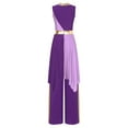 thumbnail image 2 of Zaldita Women's Praise Worship Dance Outfit with Baggy Trouser Liturgical Dancewear Purple&Light Purple M, 2 of 7