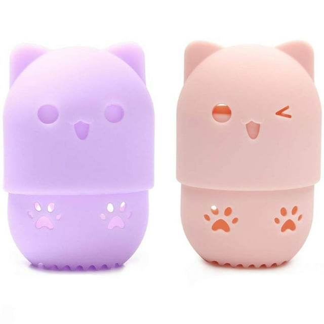 Makeup Sponge Holder, 2 Pcs. Makeup Blender Sponge Case, Cute Cat