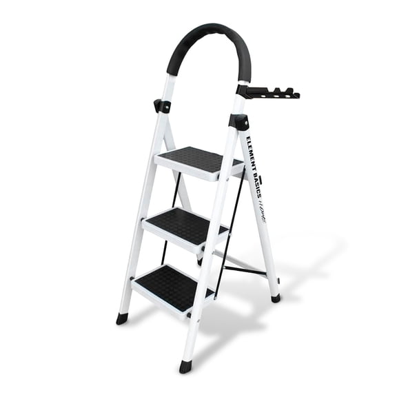 Escalera De Acero Tubular Tipo Tijera Plegable 3 Escalones Blanco
