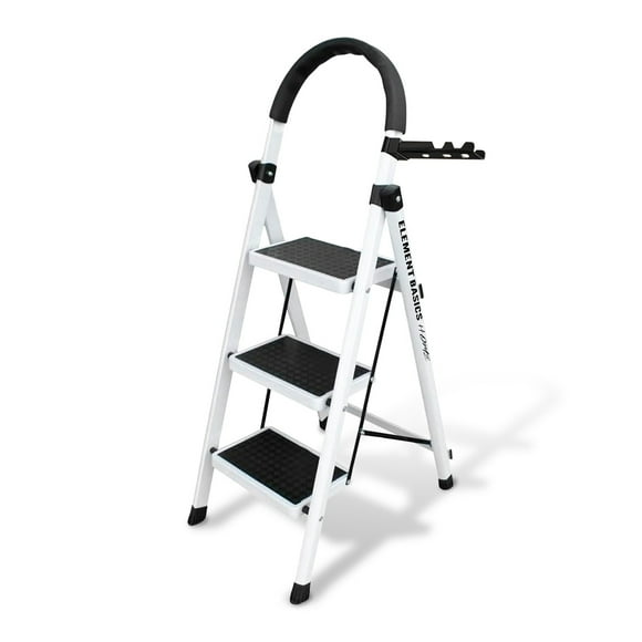 Escalera De Acero Tubular Tipo Tijera Plegable 3 Escalones Blanco