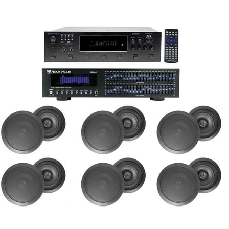 6000w 6) Zone, Home Theater Bluetooth Receiver 12) Black 8" Ceiling Speakers EQ