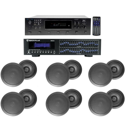 6000w 6) Zone  Home Theater Bluetooth Receiver+12) Black 8  Ceiling Speakers+EQ price history on PriceWatchPro