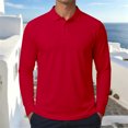 thumbnail image 2 of SUYIDA Mens Long Sleeve Polo Shirts Classic Casual Blend Knitwear Top for Work Weekend Outdoor Fall Activities Relaxed Fit Long Sleeve Polo, 2 of 4
