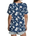 thumbnail image 4 of Frostluinai Casaul Floral Tops for Women V Neck Pleated Tunic Shirts Short Sleeve Flowy T Shirts Casual Dressy Work Blouses Gifts, 4 of 4