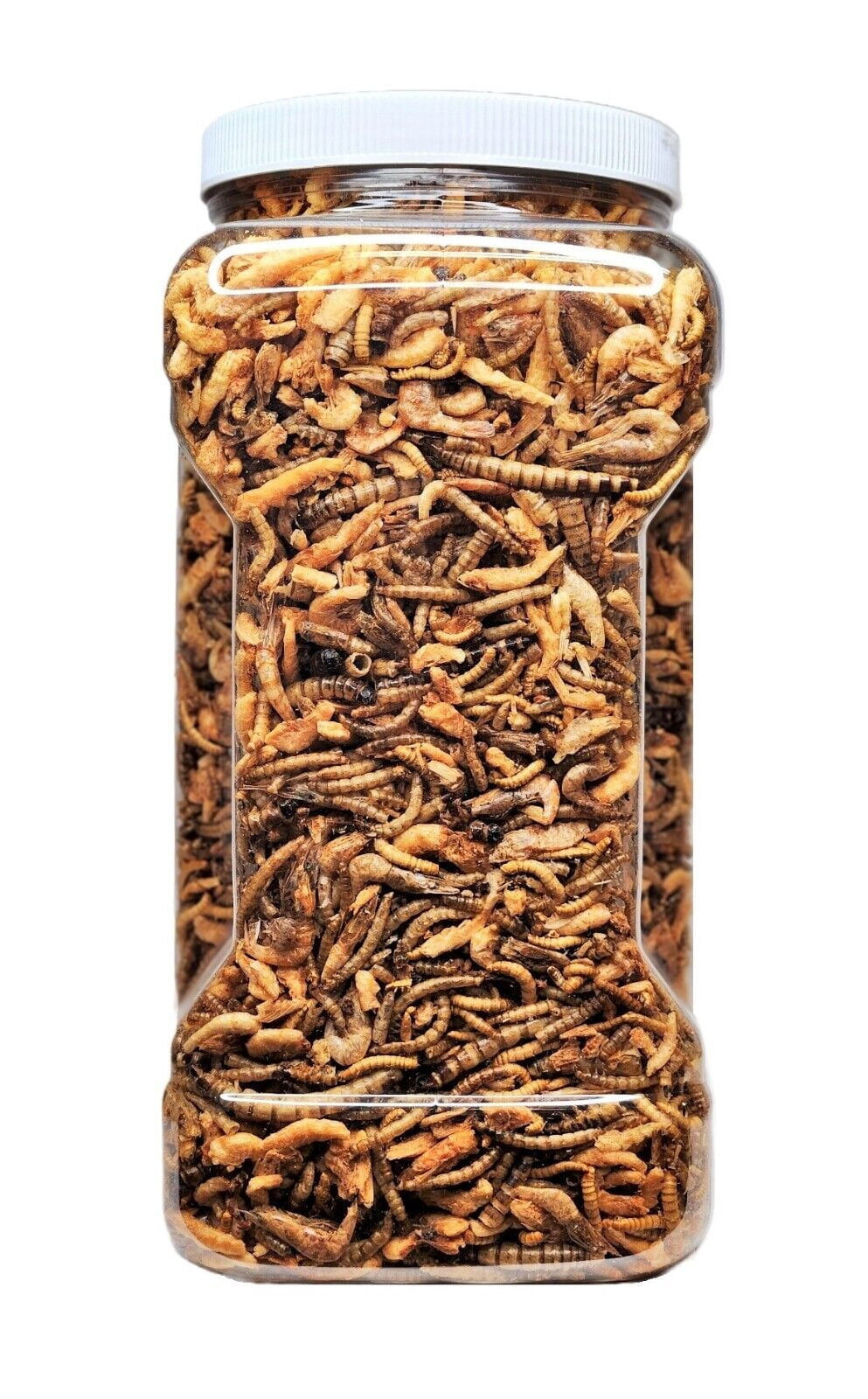 4-Type Medley Mix of Freeze Dried Superworms, Krill, Red Shrimp, Mealworms for Reptiles, Turtles, Tortoises, Frogs, Hamsters, Birds, Rodents…1-lb & 4oz Lg Jar