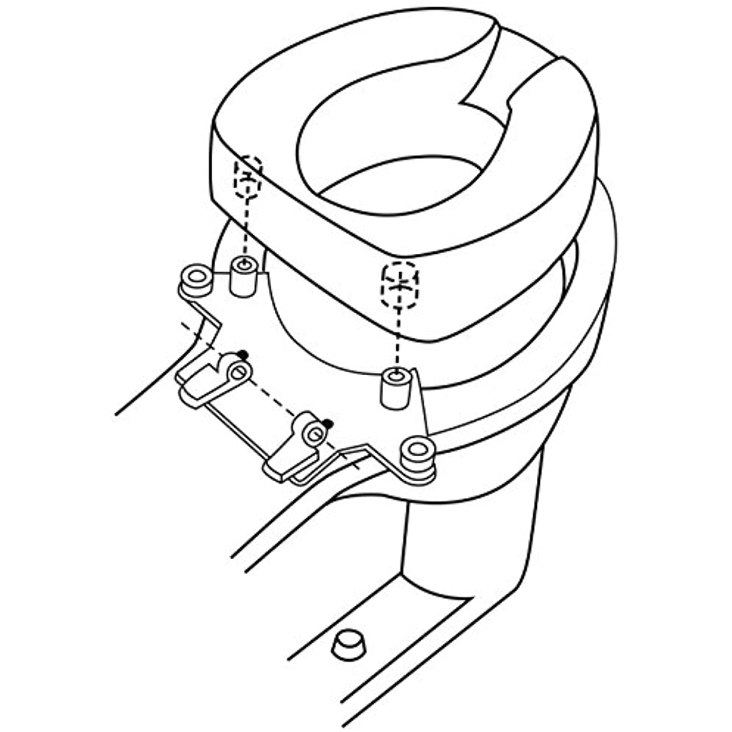 Contoured elevated toilet seat, elongated w/bolt-down bracket, 4"