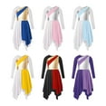 thumbnail image 4 of Kids Girls Ballet Praise Dance Dress Long Sleeve Modern Lyrical Dresses Church Worship, 4 of 7