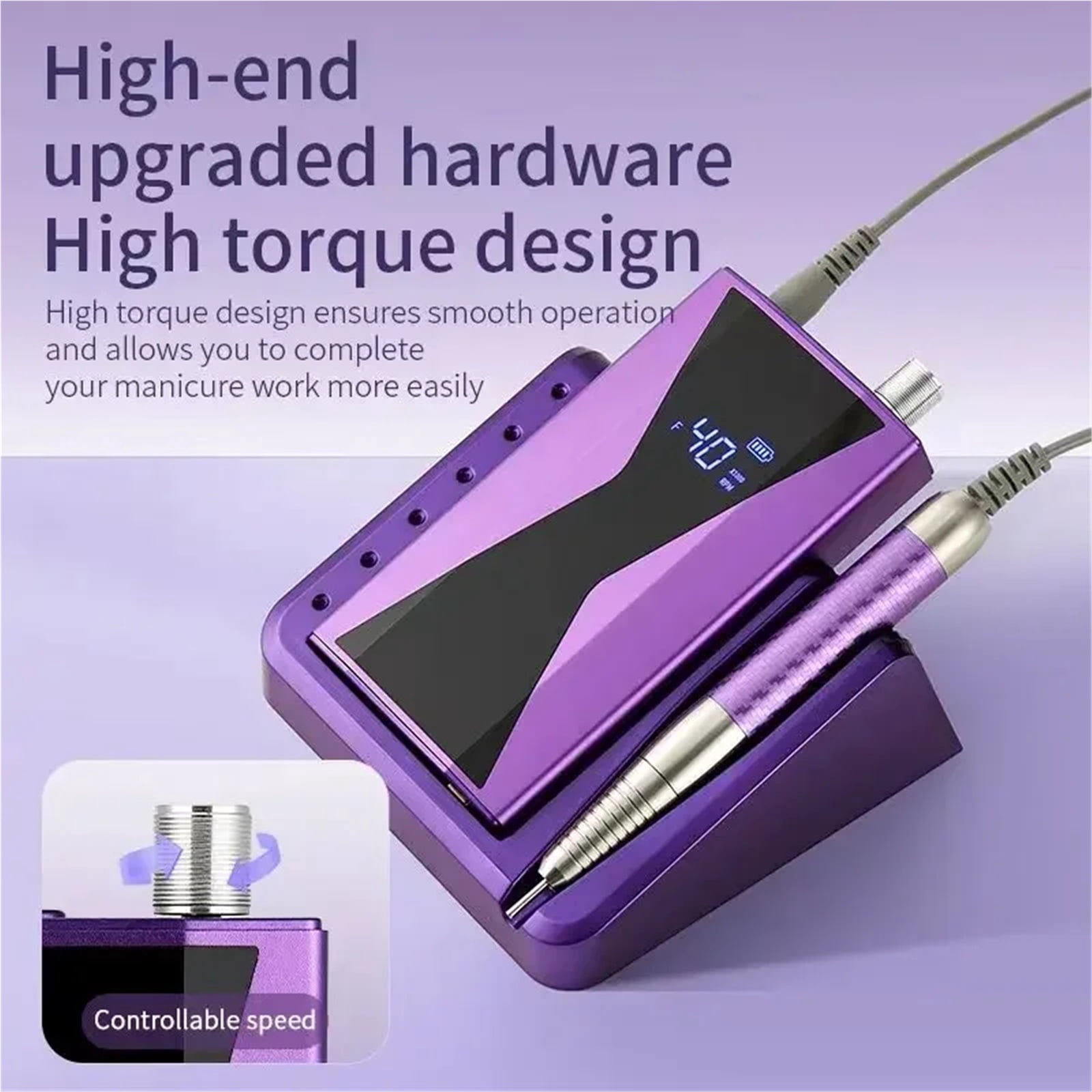 40000RPM Electric Nail Drill Machine 85W Handle Manicure Portable Polishing Tool Nail Drill Rechargeable Nail Art
