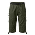 thumbnail image 5 of Mens Capri Pants Button Down Zipper Straight Leg Cargo Pants Casual Loose Outdoor Clothes With Multi Pockets (XL, Army Green), 5 of 6