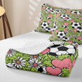 thumbnail image 4 of Manfei Sport Soccer Twin Quilt Set 2 Pieces,Floral Daisy Heart Twin Coverlet Set,Green White,1 Bedspread and 1 Pillowcase, 4 of 7
