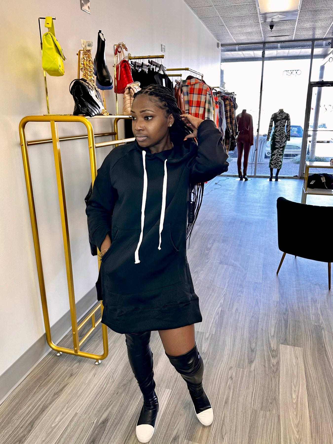 Oversized Hoodie Dress (Black) - Walmart.com
