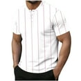 thumbnail image 2 of COSFO Henley Mens Summer Shirts Short Sleeve Casual Tops Striped Loose Button Pullover Mens Graphic Tees, 2 of 5
