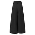 thumbnail image 5 of Lixiuxyad Wide Leg Pants Pants For Women Palazzo Pants Summer Printed Cropped Cotton Linen Comfy Baggy Trousers With Pockets Fashion Elegant Party High Waist Wide Leg Trousers Flared Pants Black, 5 of 5