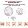 thumbnail image 2 of 222 Fifth Adelaide Brown on White 12-Piece Dinnerware Set – Service for 4, Plate & Bowl Set,Durable Porcelain, Dishwasher Safe, for Everyday Dining & Entertainment, 2 of 5