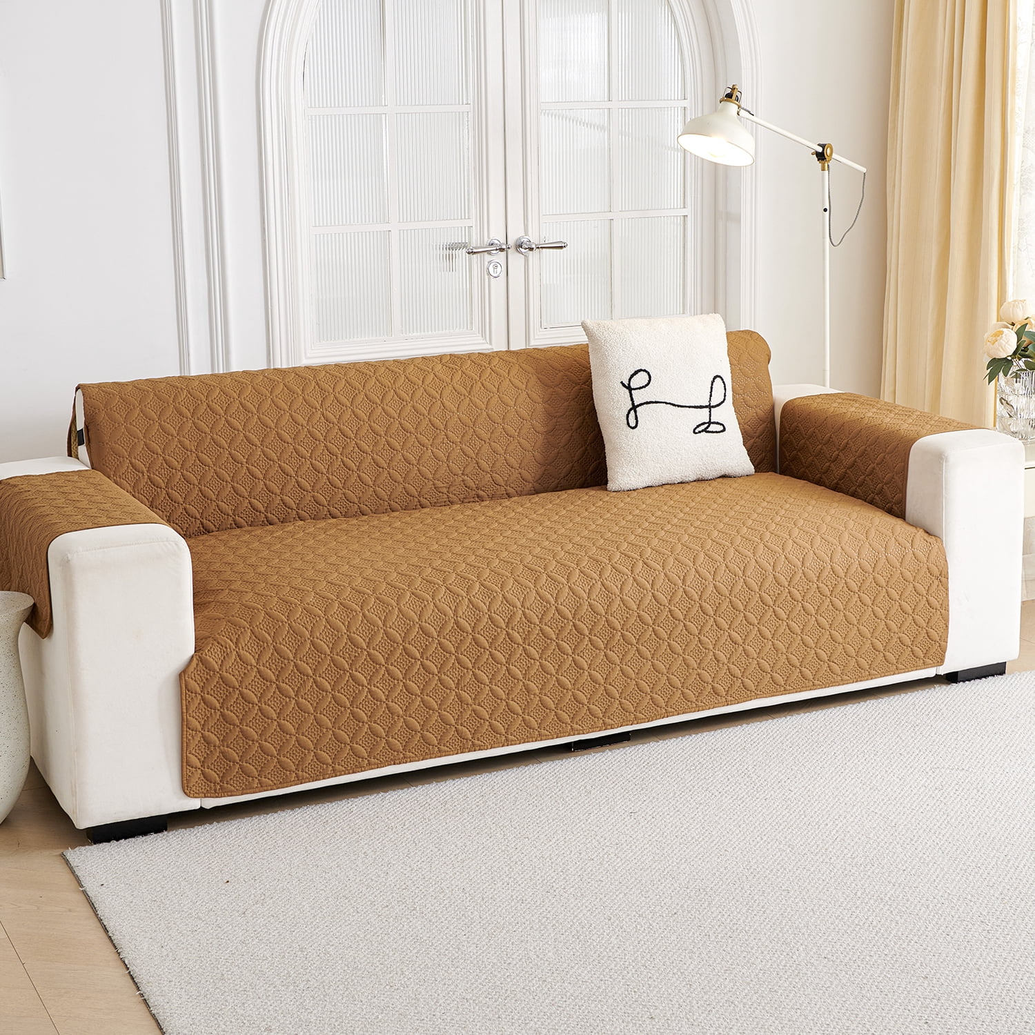 Loveseat Sofa Covers Sofa Cover for Couch,Washable Couch Cover with Non Slip and Elastic Straps,Sofa Slipcover Furniture Protector for Kids Pets(104"x76")