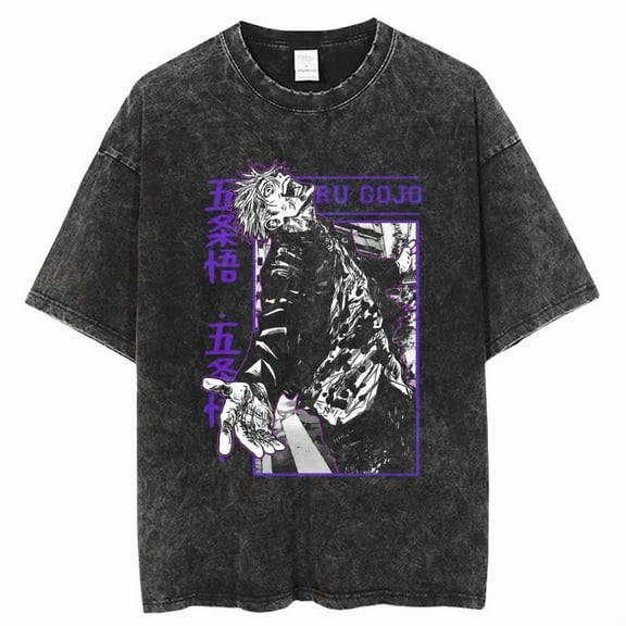 Jujutsu Kaisen Men's Cotton Summer T-Shirts Vintage Tee Loose Fit Short Sleeve Casual Tshirts for Men Women L