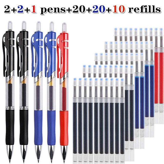 Juego de recarga de bolígrafo de Gel, 110 unids/set, tinta negra, azul y roja, bala de secado rápido de 0,5mm, escritura suave, suministros de oficina y escuela, papelería