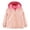 Pink, variant on Jacket for Girls Contrast Fleece Lining Hooded Mid Length Windproof Jacket Outdoor Travel Rain Coats with Pockets