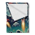thumbnail image 2 of Ambesonne Outer Space Fleece Throw Blanket Surreal Astronaut Moon 50"x60" Multicolor Teal Red, 2 of 5