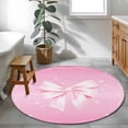 thumbnail image 3 of Valentine's Day Round Area Rug 3Ft Washable Small Circle Rugs for Kitchen Entryway, Pink Bowknot Ribbon Modern Mother's Day Non-Slip Carpet Floor Mats Indoor Outdoor Carpet Runner Home Decor, 3 of 8
