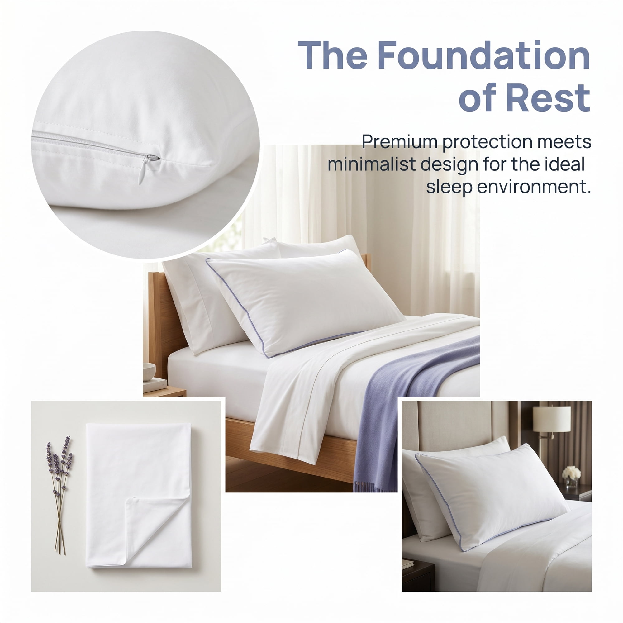 Unique Bargains Pillow Protectors with Zipper Breathable Cotton Throw Pillow Cover 21"x37"