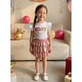 thumbnail image 6 of BemeyourBBs 2Pcs Toddler Baby Girl Birthday Outfit 1 2 3 4 5 6 7 Years Birthday Summer Clothes Flying Short Sleeve Letters Crown Embroidery T Shirt Tops with Laser Layered Ruffle Tutu Skirt Set, 6 of 6