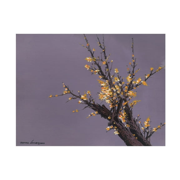 Canvas Wall Art - Thomas Leung 'Little Plum Flowers' Wall Art for Living Room, Bedroom, or Office Décor by Trademark Fine Art - 19 x 14 Inches