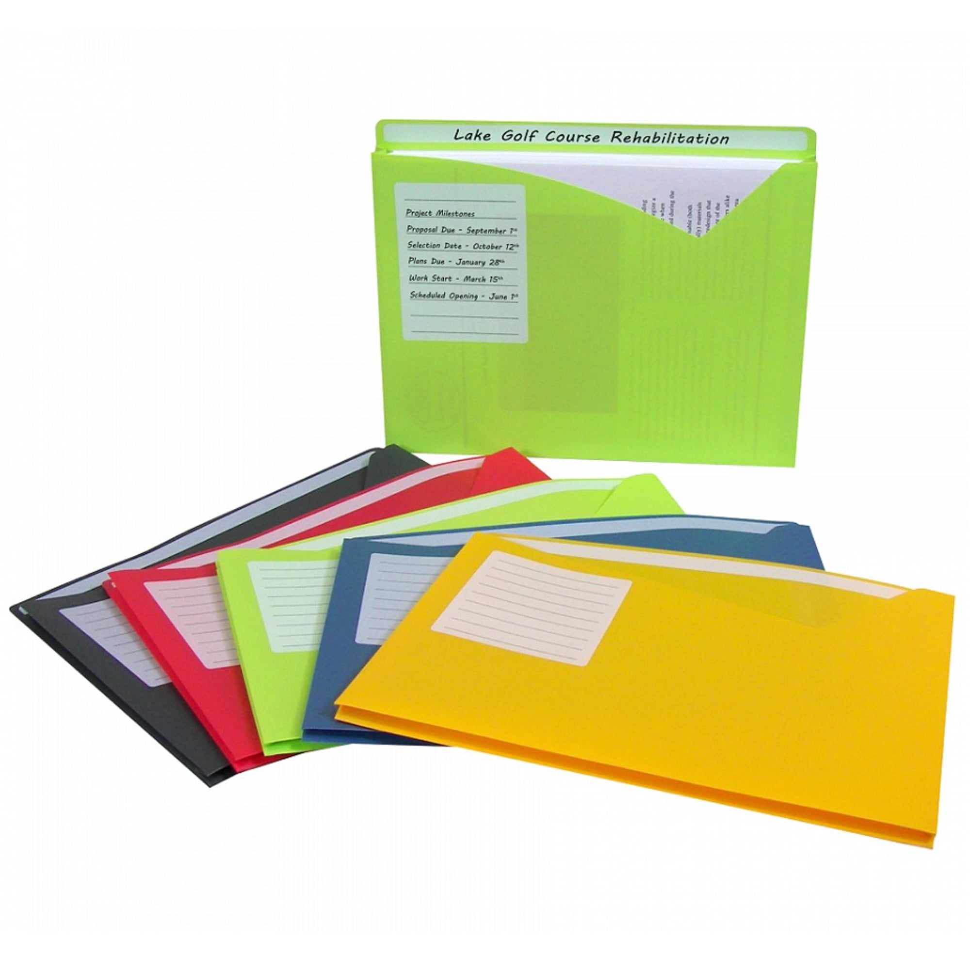 C-Line Write-On Expanding Poly File Folders, 1" Exp., Letter, Assorted Colors, 25/BX