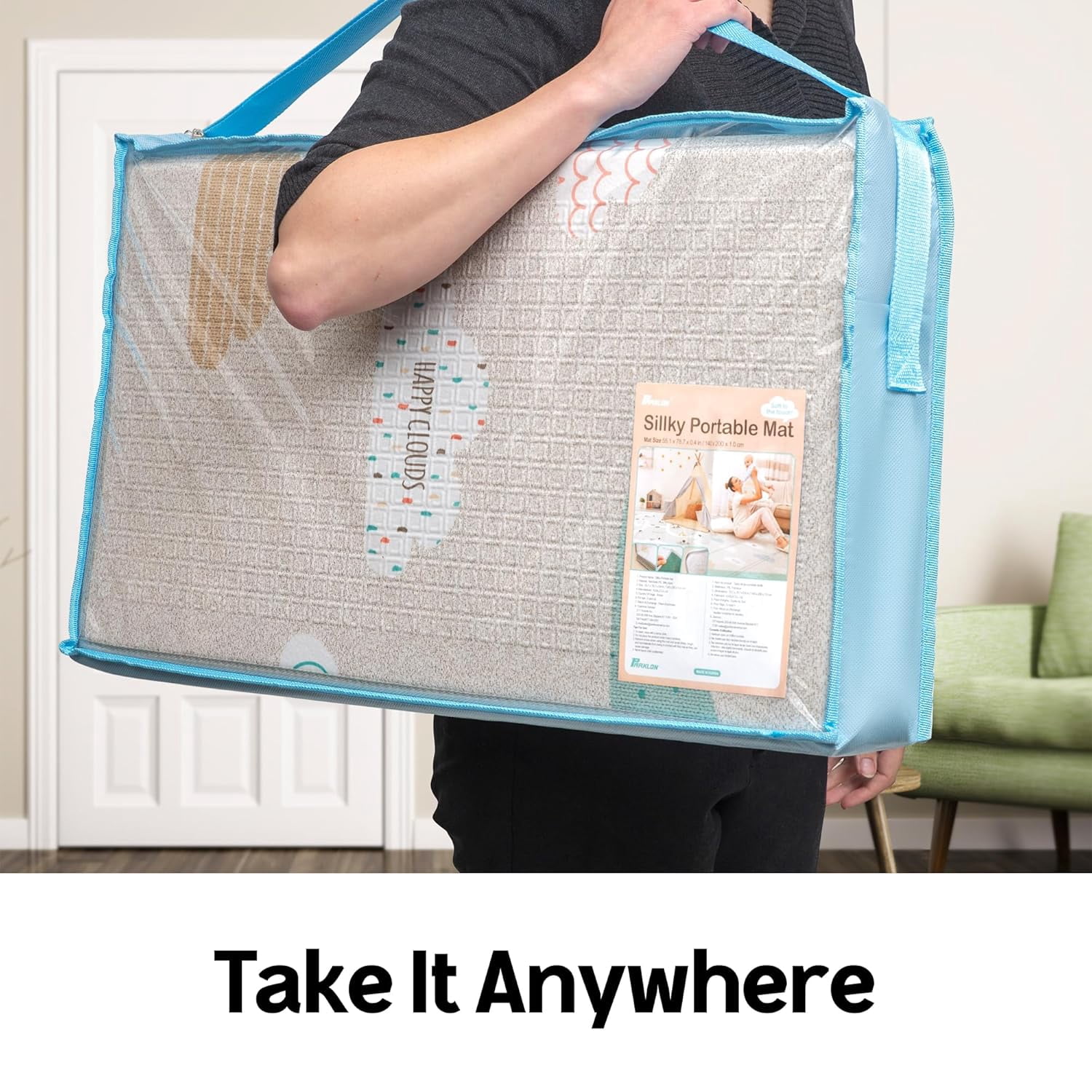 Parklon Silky Cotton Foldable Baby Play Mat -Large Size (78.7x55.1) -Cloud Bebe