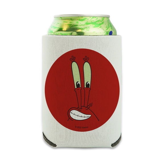 SpongeBob Mr. Krabs Face Can Cooler - Drink Sleeve Hugger Collapsible Insulator - Beverage Insulated Holder