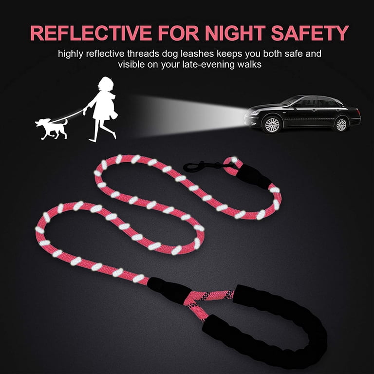 Somnr Rope Dog Leash, Reflective Padded Handle Pink photo 5