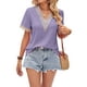 thumbnail image 2 of Lucakuins - Camisetas informales de verano para mujer, manga corta, cuello en V, color de contraste, camisetas holgadas Lucakuins  moda, 2 of 8